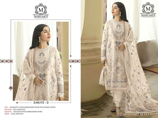 Maryams 173 Georgette Embroidered Pakistani Suits Wholesale Market In Surat